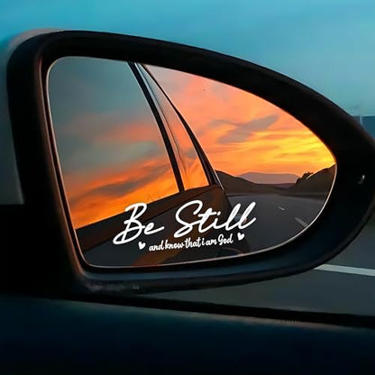 Set 2 Pcs Be Still and Know That I am God Rearview Mirror Decal Funny Christian Bible Verse Sticker Water Bottle Window Vinyl Waterproof 3,5x1,2 inch Car Decals for Friend Coworker Dad Mom - color: Be Still and Know That I Am God