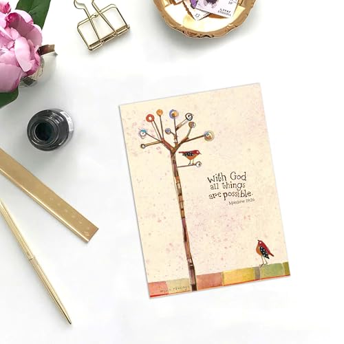 Tree Birds Encouragement Card, 5 x 7 Inches, 1 Count - color: With God - Tree And Birds
