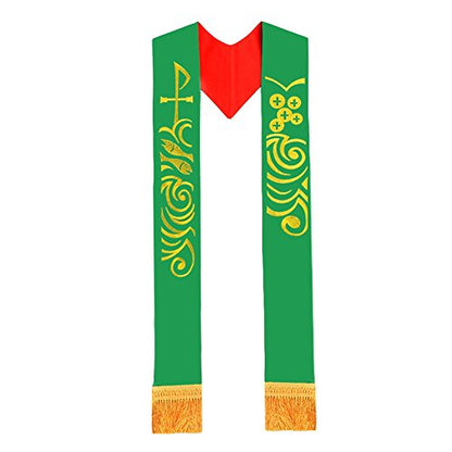 BLESSUME Church Clergy Pastor Reversible Stole - color: Red and Green 2