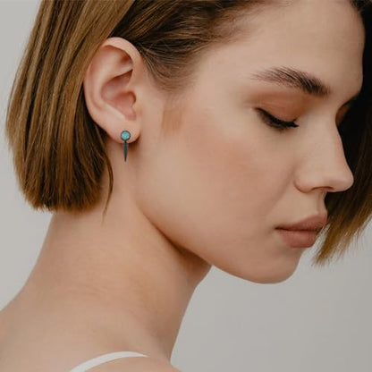 Black Dangle Drop Earrings 925 Sterling Silver Turquoise Earrings Jewelry Gifts for Women Men - style: Spike-A