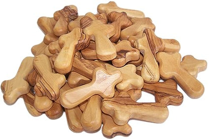 Holy Land Market Olive Wood Pocket Cross 2.5 in, Small Wooden Cross, 25 - size: 25 count