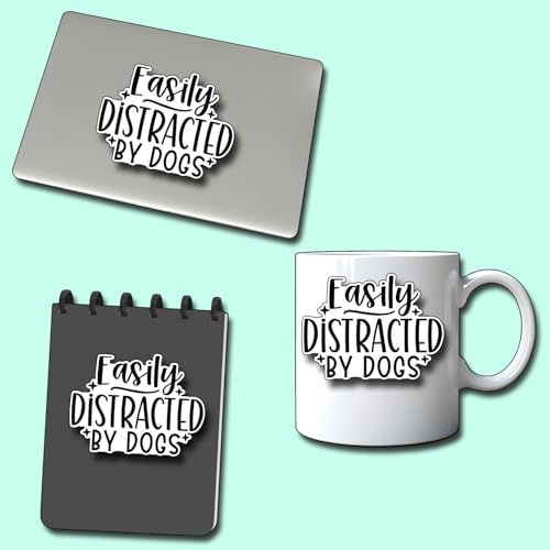 (3Pcs) Easily Distracted by Dogs Sticker Funny Motivational Sayings Decals Decorate Books Laptop Phone Water Bottles Kindles Tumbler Waterproof Vinyl Stickers 3 x 2,3" Inch - color: Easily Distracted By Dogs