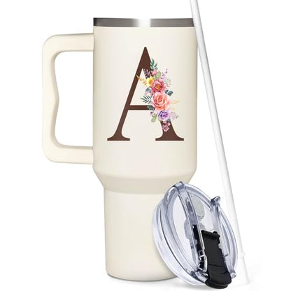Personalized Gifts for Women, Customized Mother's Day, Birthday, Xmas Gift For Grandma, Mom, Wife, Friends, Sisters, Coworkers, Monogrammed Tumbler 40oz with Lid and Straw - color: A 1