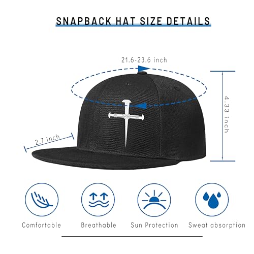 Skull Flat Bill Hats for Men Women Adjustable Dad Trucker Hat Skeleton Snap Backpack Hats for Hip-hop Running Cycling - color: Jesus 3 Nails
