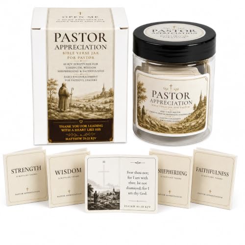 Bible Verse Jar, Pastor Appreciation Gifts, 60 KJV Scripture Cards - color: Pastor Appreciation