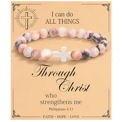Christian Grandparents - Day Gifts for Women, Religious Cross Bracelet - color: I can do all things