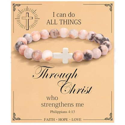 Christian Grandparents - Day Gifts for Women, Religious Cross Bracelet - color: I can do all things