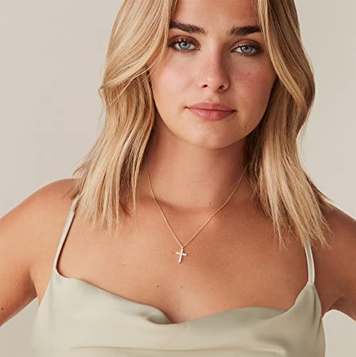 PAVOI 14K Gold Plated Cubic Zirconia Cross Necklace for Women | Cross Faith Pendant Necklaces - color: Yellow Gold