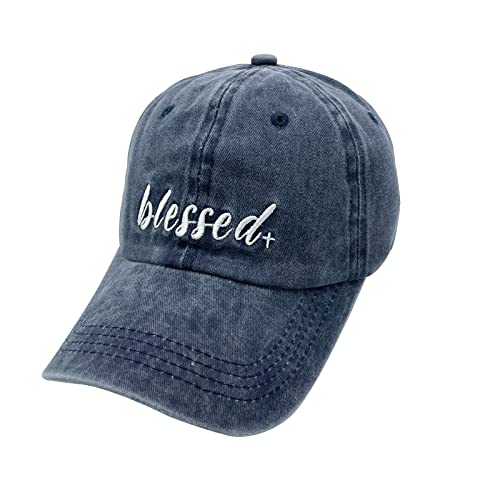 Waldeal Women's Embroidered Dad Hat, Adjustable Vintage Washed Cotton Baseball Cap for Men - color: Navy