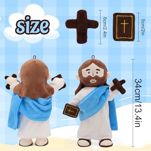 Yelakey Jesus Plush Doll 13.4" Poseable Jointed Christian Easter Gift - color: Blue