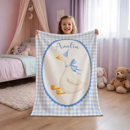 Personalized Birthday Goose Blanket, Custom Name Baby Throw Gift - color: #Ver5