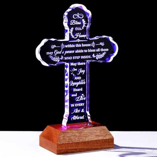 Ornalrist House Warming Gifts New Home for Women Men Glass Stand Cross - color: House Warming