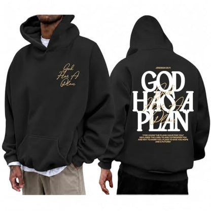 Christian God Hoodie for Men Jesus Faith Religious Bible Verse Hoodies Inspirational Graphic Fleece Sweatshirt - color: Black, size: Medium
