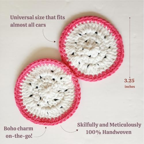 Cotton Crotchet Fruit Car Coaster Set (Dragon Bloom) - color: Dragon Pop