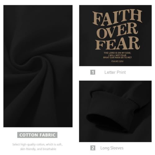 Fkatuzi Boys Christian Faith Over Fear Hoodie Kids Jesus Sweatshirt Faith Verse Bible God Religious Graphic Hoodies Pullover - color: Black, size: 7-8 Years