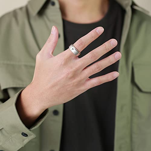 8MM Stainless Steel Cross Christian Ring Classic Plain Spinner Wedding Band for Men Women - color: 8mm - Silver