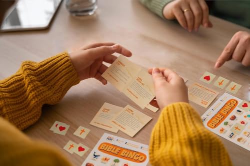 Markt Bible Bingo Game - Bible Games for Adults and Family, Sunday School Crafts, Christian Games, Faith-Based Trivia Board Game and Church Classroom Resources - color: Bible Bingo