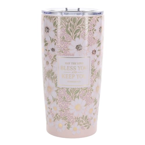 Christian Art Gifts Numbers 6:24 Pink Floral Stainless Steel Travel Tumbler - color: Lord Bless You/Pink & White Floral