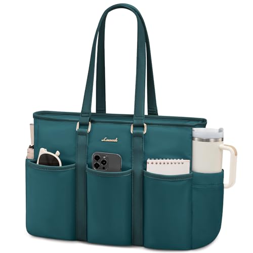 LOVEVOOK Tote Bag for Women Work, 15.6 Inch Laptop Bag for Women,Utility Everything Bag For Travel College Daily, Professional Computer Purse Large Handbag With Multi Pockets - color: Green, size: 15.6 Inch