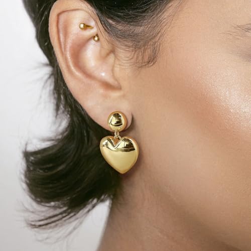 14K Gold Earring Cross Waterdrop Butterfly Heart Knot Earrings for Women Gold Silver Cross Leverback Drop Gold Silver Teardrop Hoop Dangle Earring White Gold Dangle Drop Earring - color: Gold- Heart Dangle Earring