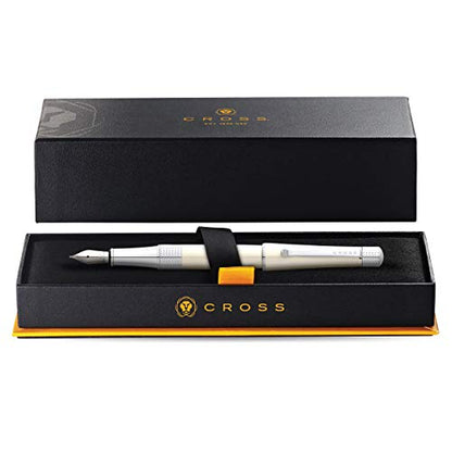 Cross Beverly Refillable Fountain Pen, Medium Nib, Includes Premium Gift Box - Pearlescent White Lacquer Lacquer - color: White, style: Fountain Pen