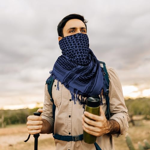 Aonal Military Shemagh Tactical Desert Scarf, Keffiyeh Scarf for Men - color: Blue