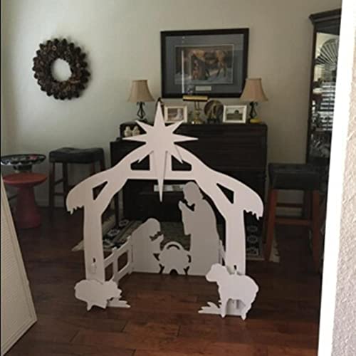 Brrnoo Christmas Nativity Scene, Holy Family Outdoor Yard Decoration, PP Elegant Durable Stable Easy Assemble White