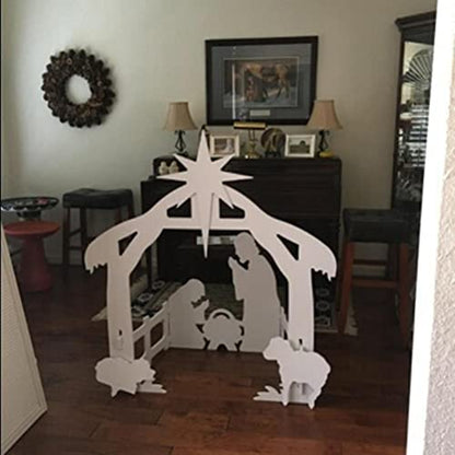 Brrnoo Christmas Nativity Scene, Holy Family Outdoor Yard Decoration, PP Elegant Durable Stable Easy Assemble White