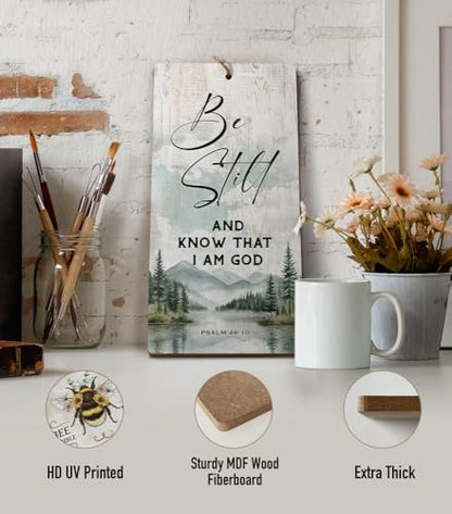 YZEXEZY Be Still and Know That I Am God Wood Sign12"x6" Psalm 46:10 Religious Christian Wall Art Gifts - style: Be Still