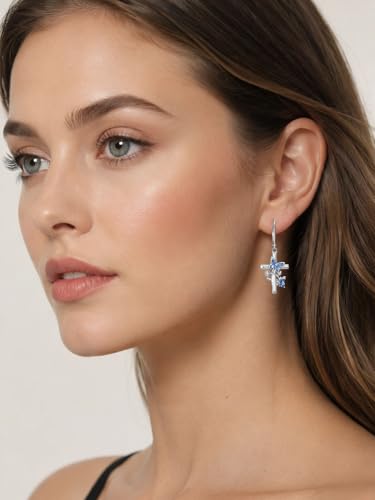 Butterfly Earrings for Women 925 Sterling Silver Birthstone Butterfly Cross Rose Dangle Earrings Elegant Butterfly's Jewelry Gift for Birthday Valentines Day Christmas - color: 9-September
