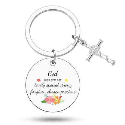 Heigebi Christian Keychain for Women Bible Verse Keychain for Daughter Sister Mom Inspirational Jewelry Christening Keychains - color: Christian Keychain 1