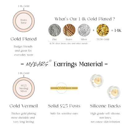 MYEARS Women Hoop Earrings Gold 14K Gold Filled Small Simple Handmade Hypoallergenic Everyday Illusion Jewelry - style: Sun Leaf