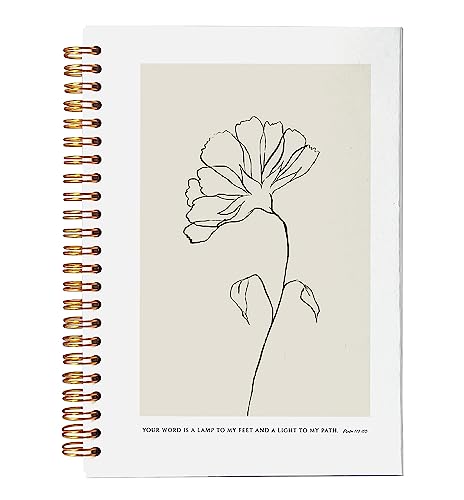 VNWEK Bible Scripture PSALM 119:105 Your Word Is a Lamp to My Feet Boho Botanical Leaf Spiral Notebook Journal 5.5 x 8.3 inches,Christian Lined Hardcover Spiral Notebook,Christian Gifts - color: 14-XZ-bible-notebook