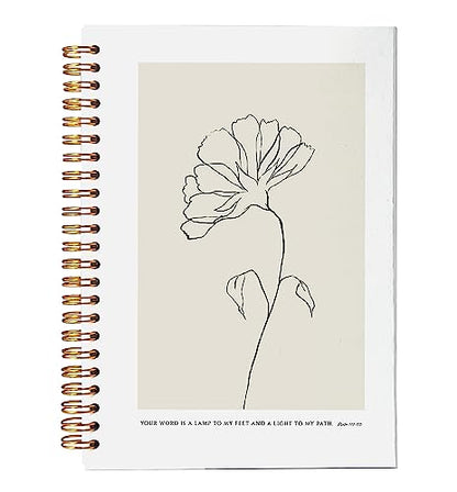 VNWEK Bible Scripture PSALM 119:105 Your Word Is a Lamp to My Feet Boho Botanical Leaf Spiral Notebook Journal 5.5 x 8.3 inches,Christian Lined Hardcover Spiral Notebook,Christian Gifts - color: 14-XZ-bible-notebook