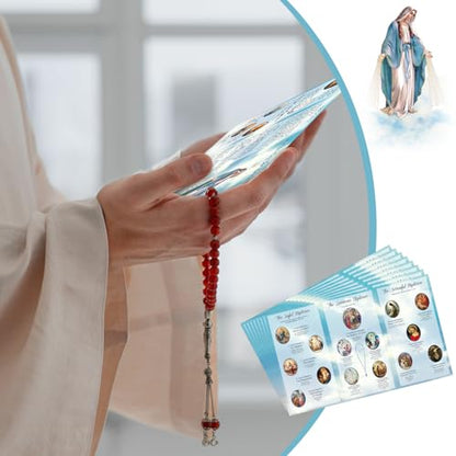 Motiskyy 50 Pcs 9.7 x 6 Inches Rosary Prayer Card Catholic Laminated Card