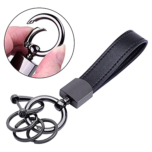 Wisdompro Genuine Leather Car Keychain, Universal Key Fob Keychain - color: Black