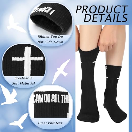 Chicingyou Christian Cross Socks for Men Youth, Us Size 6-12 - color: Black