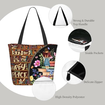 Tote Bag for Women Reusable Shopping Tote Bag Zippered Inspirational Scripture Shoulder Bags - color: Book