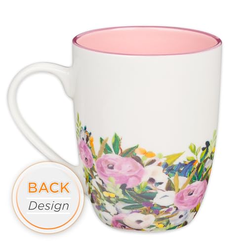 Christian Art Gifts Inspirational Ceramic Coffee & Tea Scripture Mug for Women: All Things are Possible Encouraging Bible Verse, Cute Microwave & Dishwasher Safe Drinkware, White & Pink Floral, 12 oz. - color: White & Pink Floral/All Things are Possible,