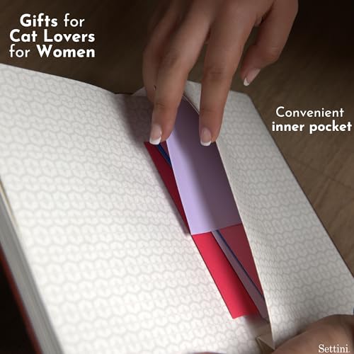 SETTINI® Vegan Leather Journal Gift Set with Pen 192 Pages, Cat - color: Cats