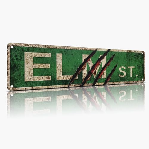Elm Street Metal Sign 4x15 inch | Rust-Free Aluminum Horror Theme Decor | Weatherproof Indoor/Outdoor Wall Art for Game Room, Bar Signs, Man Cave & Teen Bedroom | Scary Movie Fan Gift - color: ELM