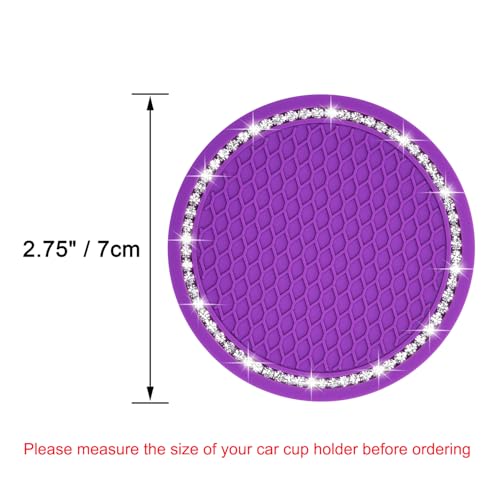 Wisdompro Bling Car Coasters, 2 Pack 2.75" Diameter Car Cup Coaster, Purple - color: Purple