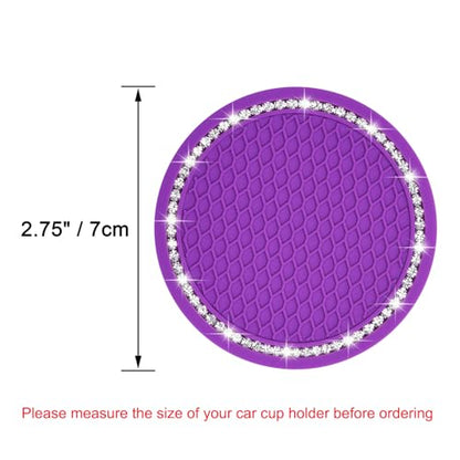 Wisdompro Bling Car Coasters, 2 Pack 2.75" Diameter Car Cup Coaster, Purple - color: Purple