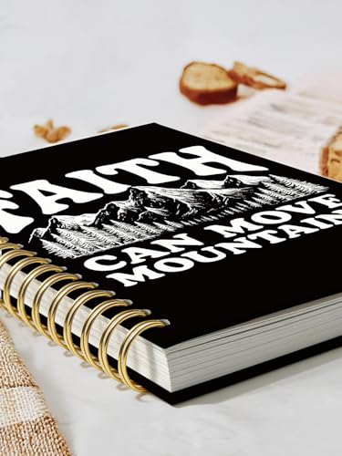Christian Journal for Women Men,Christian Faith Gift,Bible Study Journal,Church Notes Notebook for Worship & Sermons,Inspirational Religious Hardcover Spiral Notebook 5.5x8.3 - color: faith can move mountains