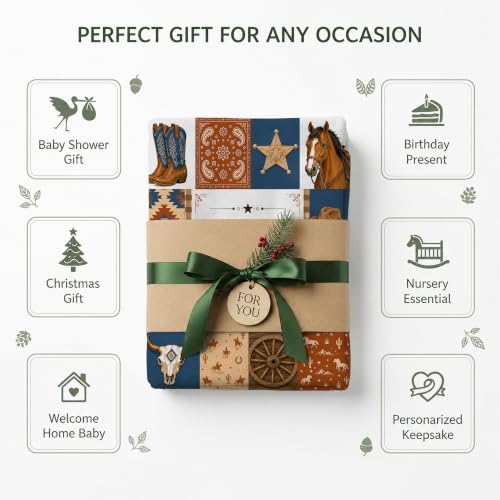 Personalized Cowboy Baby Blanket, Custom Western Baby Blanket - color: Brown #12