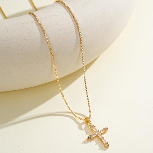 Gold Cross Necklace for Women, Dainty Small Cross Pendant - color: Necklace05