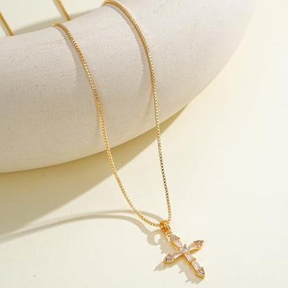 Gold Cross Necklace for Women, Dainty Small Cross Pendant - color: Necklace05