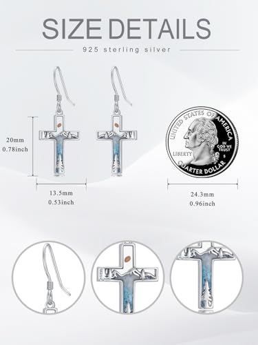 Dorunmo 925 Sterling Silver Mustard Seeds Dangle Earrings for Women Mountains Earrings Hypoallergenic Christmas Jewelry Gifts for Women - style: Mustard Seeds-Cross