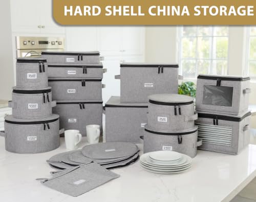 Stack Store Plus More 5PC China Storage Cases for Dinnerware - 13"-12"-10"-8.5" and 7" wide - 60 Plate Separators Included - style: 5 Plate Cases