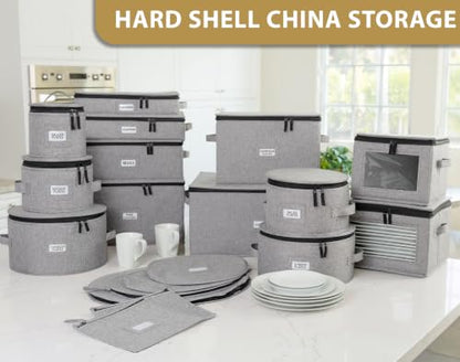 Stack Store Plus More 5PC China Storage Cases for Dinnerware - 13"-12"-10"-8.5" and 7" wide - 60 Plate Separators Included - style: 5 Plate Cases